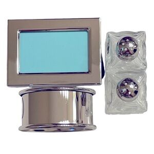 New Place Setting For 12 Silver Photo Place Holder Napkin Ring Salt/Pepper
